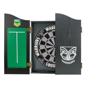 NRL Dartboard and Cabinet Set New Zealand Warriors Team Design Black Finish