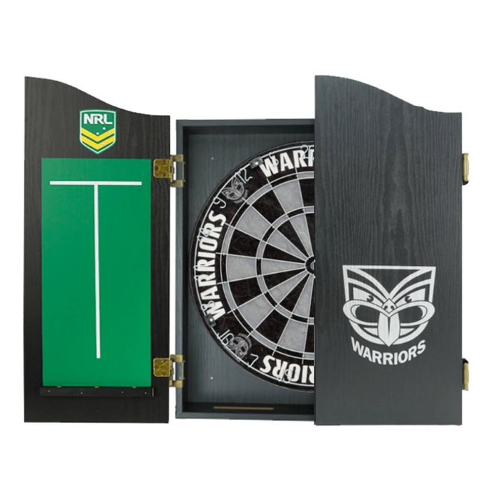 NRL Dartboard and Cabinet Set New Zealand Warriors Team Design Black Finish