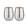 2PK Estelle Metallic 500ml Stemless Glass Cup - Silver
