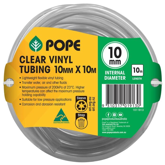 Pope 10mm x 10m Clear Vinyl Tubing