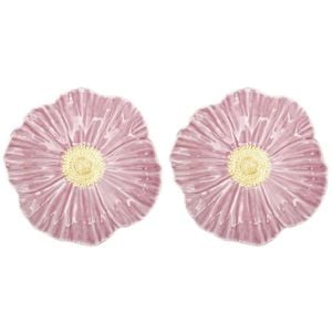 2PK Urban Ceramic Round Flower Serving Plate Dish 20cm Pink/Yellow