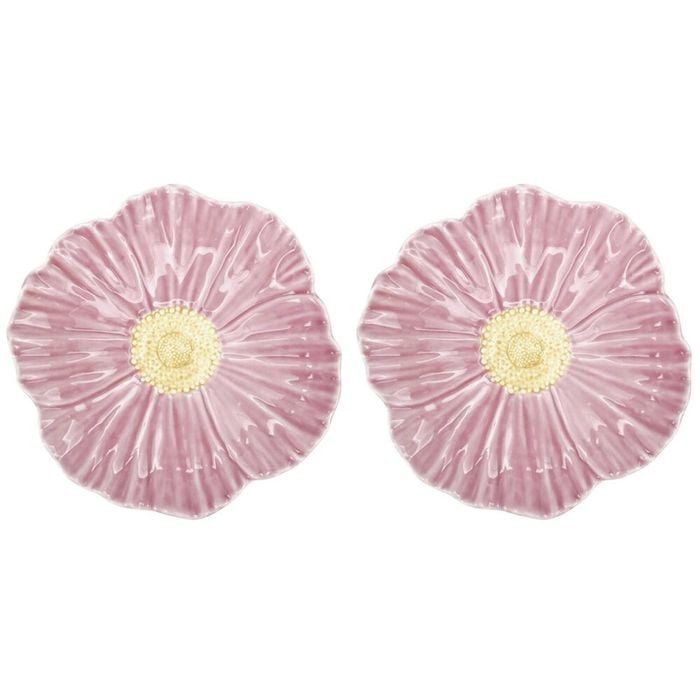 2PK Urban Ceramic Round Flower Serving Plate Dish 20cm Pink/Yellow