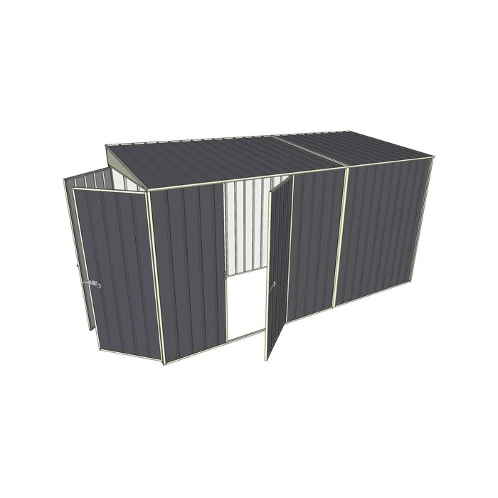 Build-a-Shed 1.5 x 3.7 x 2m Single Hinged Side Door Skillion Shed - Grey