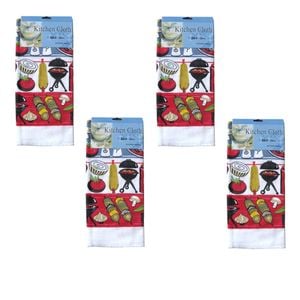 Just Comfort Set of 4 Microfibre Printed Tea Towels BBQ Corn