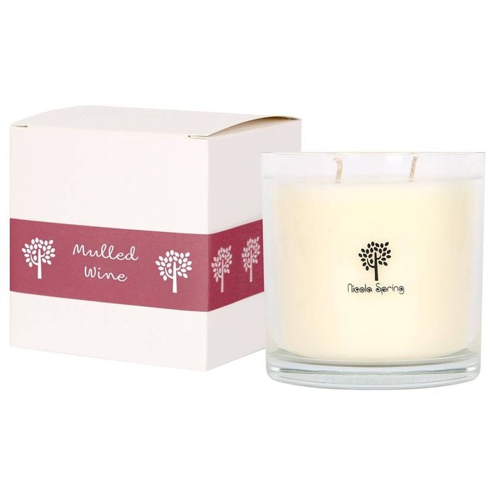 Nicola Spring 400g Soy Wax Scented Candle - Mulled Wine - 45 Hour Burn Time Relaxation Aromatherapy Gift Ready Jar Candle