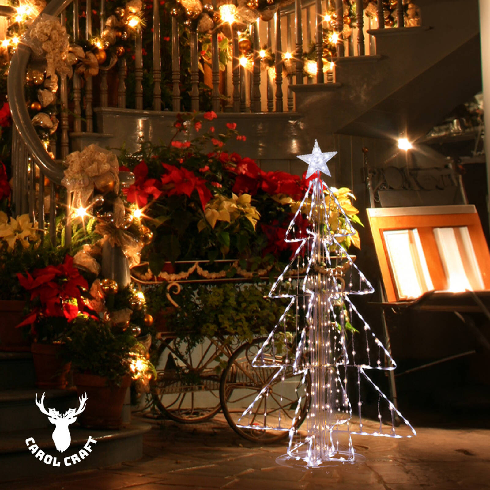 CarolCraft Christmas Lights 454 LED Fairy Light Tree Star Outdoor Home Decorations 3D Bunnings Australia