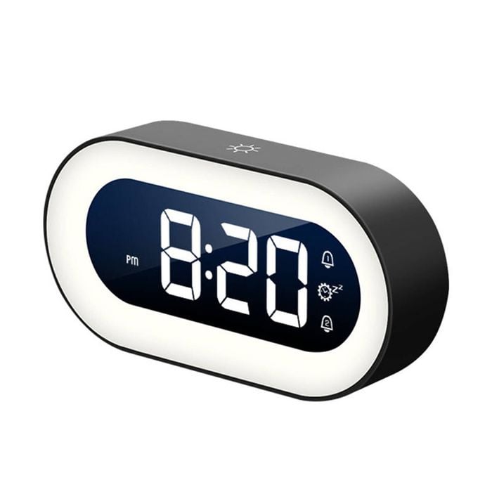 Catzon Digital Alarm Clock With Night Light 18 Ringtones Infinitely Dimmable-black