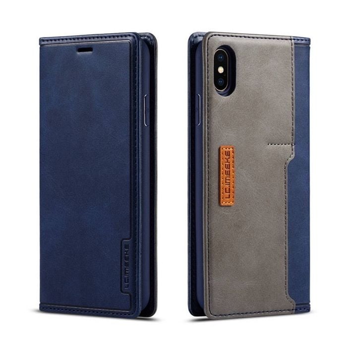 Leather Wallet Magnetic Cover Flip Case - For Apple iPhone 7 Plus / 8 Plus (Blue)