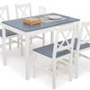Selma 5-Piece Wooden Dining Set - White & Grey