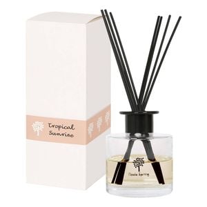Glass Reed Diffuser - 200ml - Tropical Sunrise - Fruity Summer Fragrance with 8 Reeds Long Lasting Scent