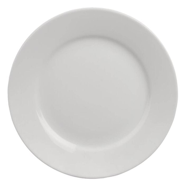 Olympia Athena Wide Rimmed Plates Super-vitrified Porcelain White 228mm (pack Of 12)