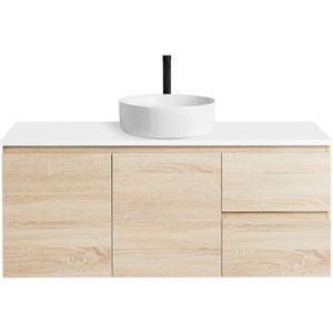 CIBO 1200mm Nordic Coast Veneer Wall Hung Bathroom Vanity With White Countertop Basin - Coast