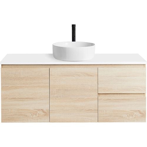 CIBO 1200mm Nordic Coast Veneer Wall Hung Bathroom Vanity With White ...