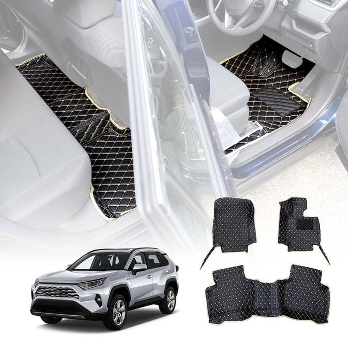Premium Custom Made PU Leather Floor Mat Liner Complete Set for Toyota RAV4 Rav 4 XA50 2019-2025