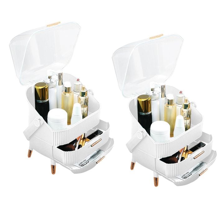 SOGA 2X 29cm White Countertop Makeup Cosmetic Storage Organiser