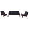 vidaXL Sofa Set 3 Piece Black Faux Leather