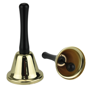 SANTA BELL Jingle Claus Wooden Handle Bells Rattles Christmas Xmas Gold