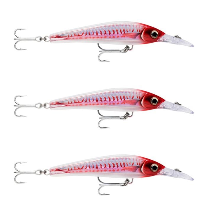 3x Rapala 16cm X Rap Magnum Xtreme Shallow Dive Troll Fish Lure -HD Red Head UV