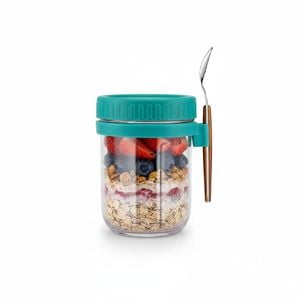 Overnight Oats Jars,  Glass Set of 4, Airtight Lids & Spoons, Large Capacity