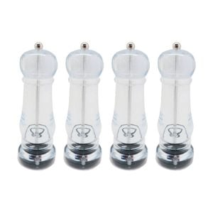 4PK Braz Plastic Salt Or Pepper Grinder W/ Twist 17cm Clear