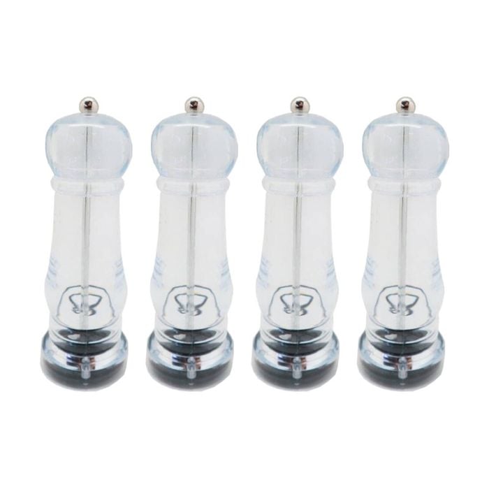 4PK Braz Plastic Salt Or Pepper Grinder W/ Twist 17cm Clear