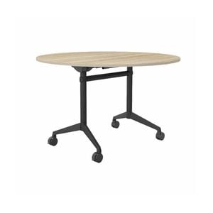 Olg Modulus Flip Table Full Black Frame New Oak Ravine Top 1200mm Diameter