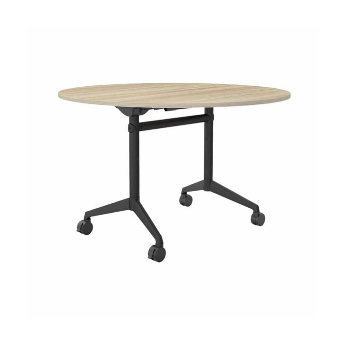 Olg Modulus Flip Table Full Black Frame New Oak Ravine Top 1200mm Diameter