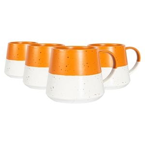 Nicola Spring Dipped Flecked Stoneware Belly Mugs - 370ml - Burnt Orange - Pack of 4