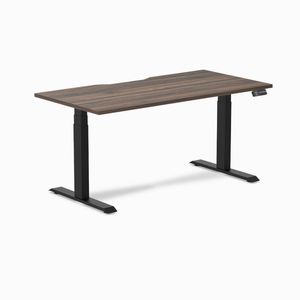 Desky Dual Scalloped Melamine Sit Stand Desk Matte Black Frame 150cm