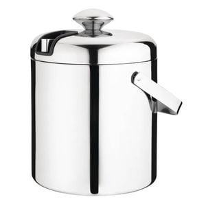 Olympia Ice Bucket With Lid And Tongs Stainless Steel L279 1.23l 150h X 140mm Barware Commercial Kitchen