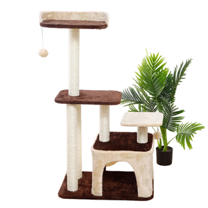 3 Tier Brown Pet Play House Cat Tree Feline Scratcher Scratchpost Scratching Post Tower