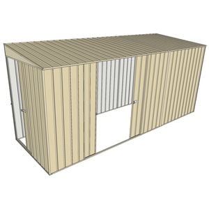 Build-a-Shed 1.5 x 4.5 x 2m Sliding Door Tunnel Shed with Double Sliding Side Doors - Cream