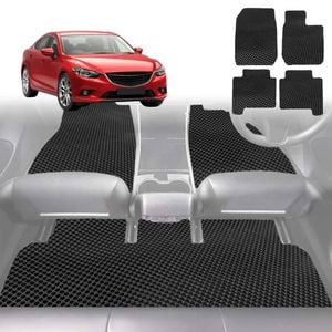 6D Diamond Car Floor Mats for Mazda 6 2013-Current-Full Set-Black-Outback GT
