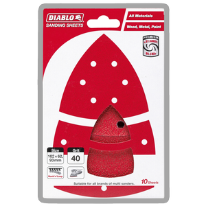 Diablo 102 x 62mm 40 Grit Abrasive All Surface Multi Sander Sheets - 10 Pack