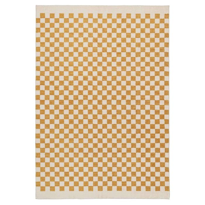 Loopsie-330cm X 240cm-segundo Yellow And Cream Checkered Washable Rug