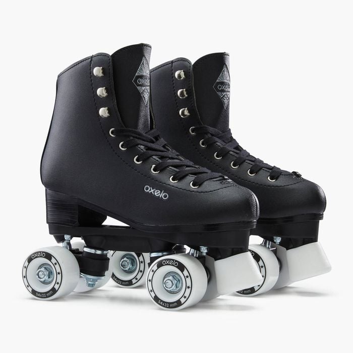 Decathlon - Kids' And Adult Artistic Roller Skating Quad Skates 100 - Black - Au 2.5 - Eu 35