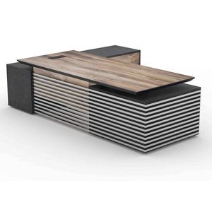 Modern Furniture PHOENIX Executive Desk with Right Return 280cm - Oak&Black