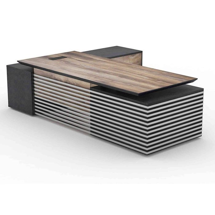 Modern Furniture PHOENIX Executive Desk with Right Return 280cm - Oak&Black