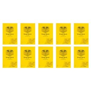 10x Spirax P136 Pp Cover Grid Book A4 8mm Grid 64 Pages Notebook Yellow