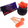 HALLOWEEN Cauldron Cupcake Party Picks Plastic Decoration Pumpkin Toothpicks Orange