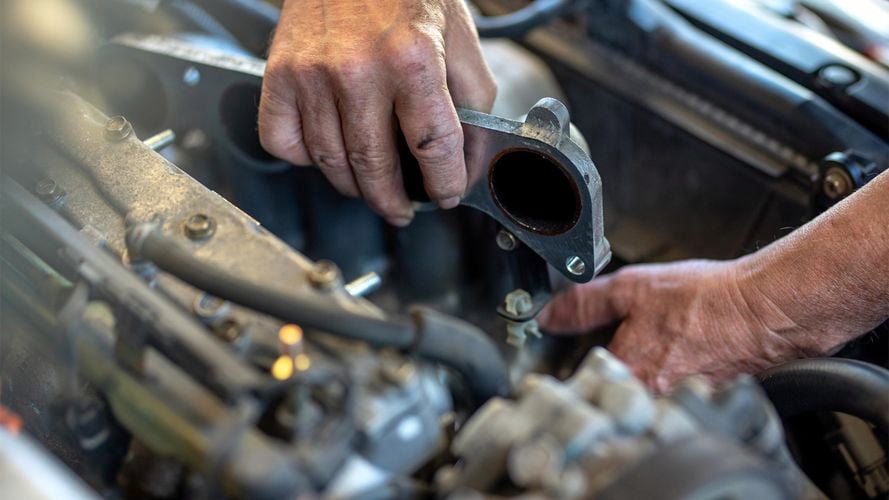 car engine being fixed