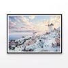 Wind Mills in Oia Town & Clouds  Print 100% Australian Made 120x90cm  (Poster)