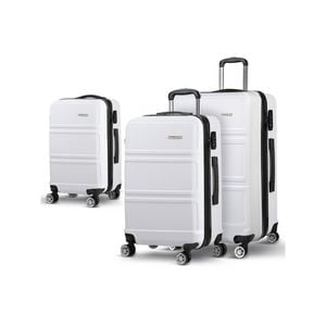 Wanderlite 3pc Luggage Trolley Set Suitcase Travel TSA Carry On Hard Case Lightweight White