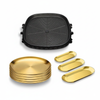SOGA Kitchenware Bundle – Square Portable Korean BBQ Stove, Gold Grilling Plate & Nordic Plate Set