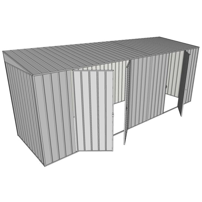 Build-a-Shed 1.5 x 5.2 x 2m Double and Single Hinged Side Door Skillion Shed - Zinc