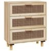 vidaXL Hardwood Pine Sideboard Brown Natural Rattan Cupboard Buffet Cabinet