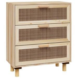 vidaXL Hardwood Pine Sideboard Brown Natural Rattan Cupboard Buffet Cabinet