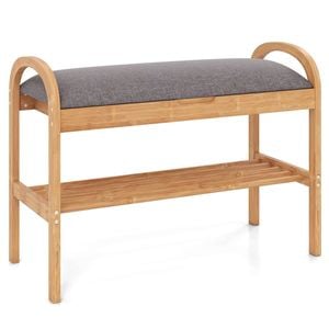 Costway Bamboo Shoe Storage Bench Entryway Shoe Rack Shelf Organizer