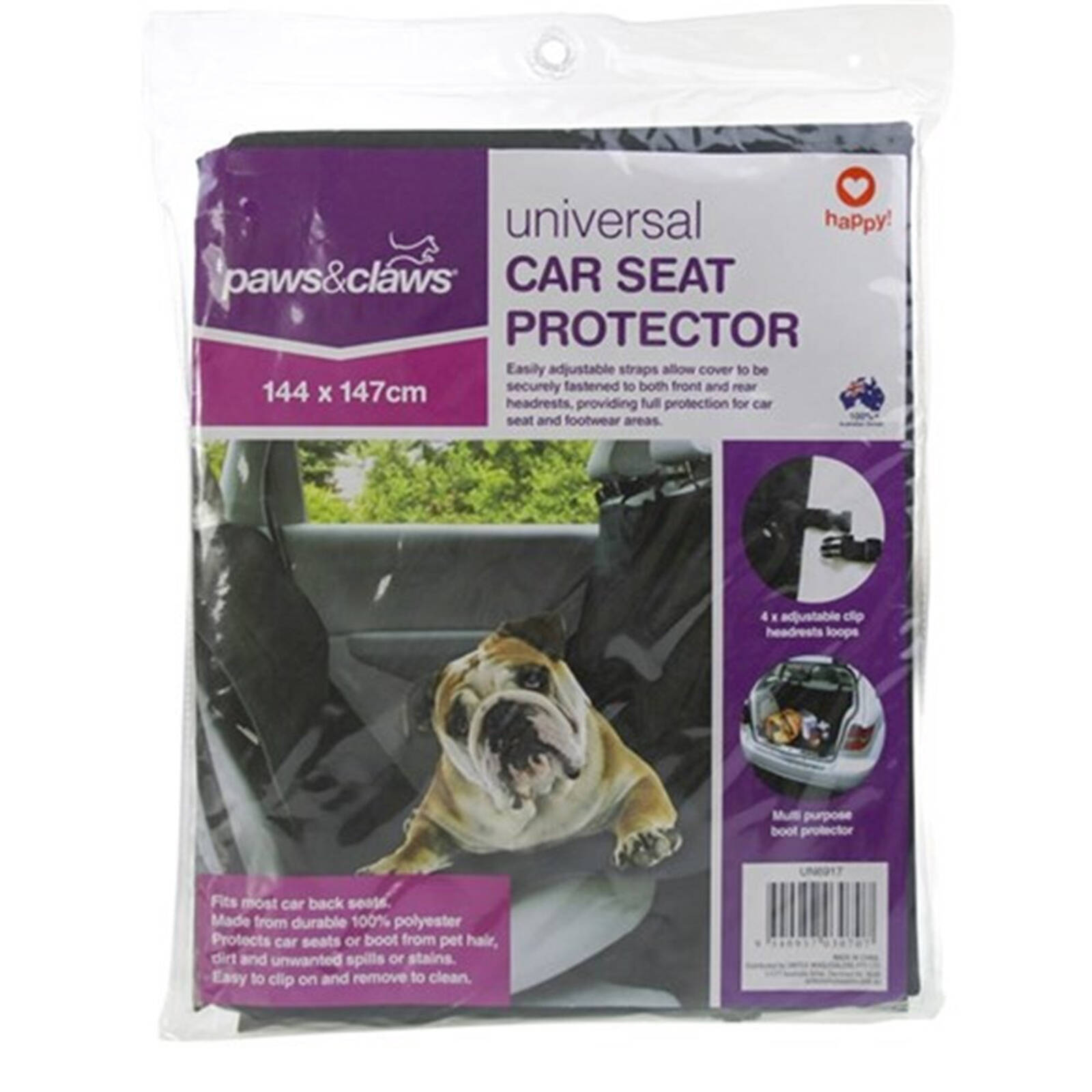 Paws Claws 147cm Pet Car Seat Protector Black Bunnings Australia