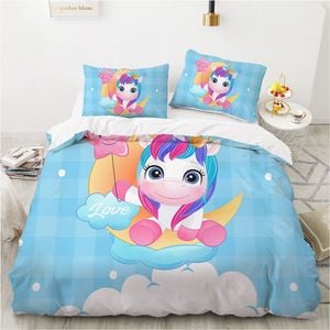 3D Moon Unicorn 359 Bed Pillowcases Quilt King Size